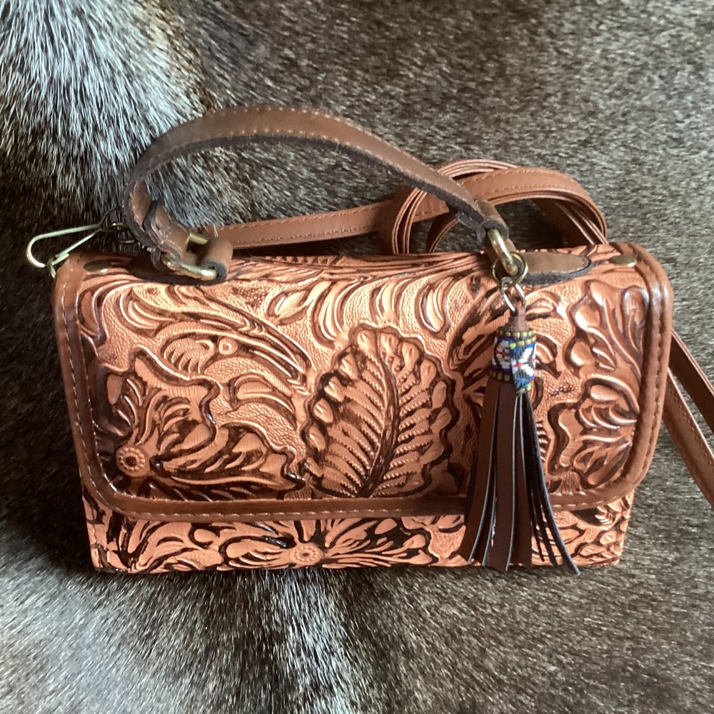 Super Cute Little Top Handle Shoulder Carry Western Boho Wallet Handbag - Picture 1 of 11